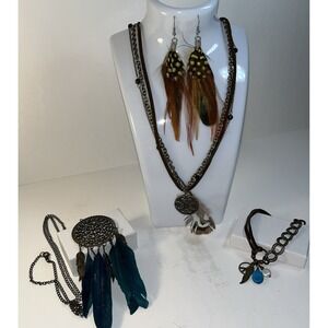 Jewelry lot 4 Piece Tribal Inspired Vintage Now Mixed Metal Southwestern Native